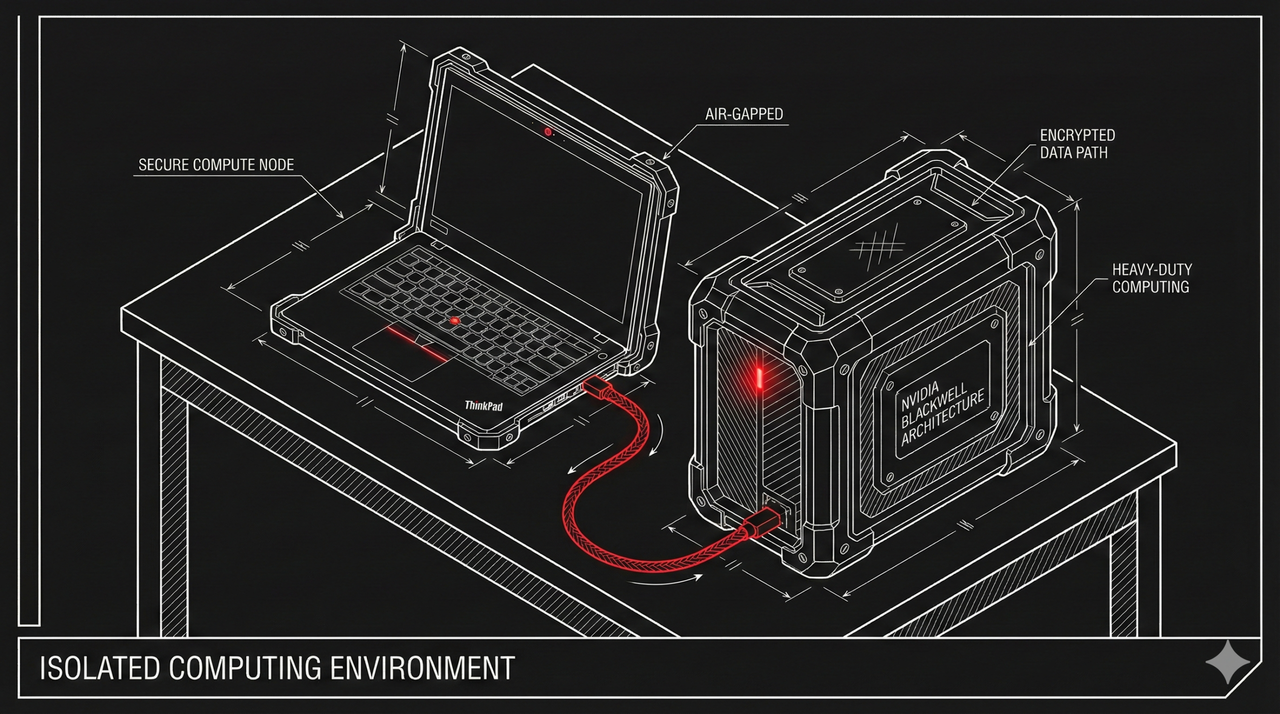 Schemat izolowanego środowiska obliczeniowego NVIDIA Blackwell i ThinkPad